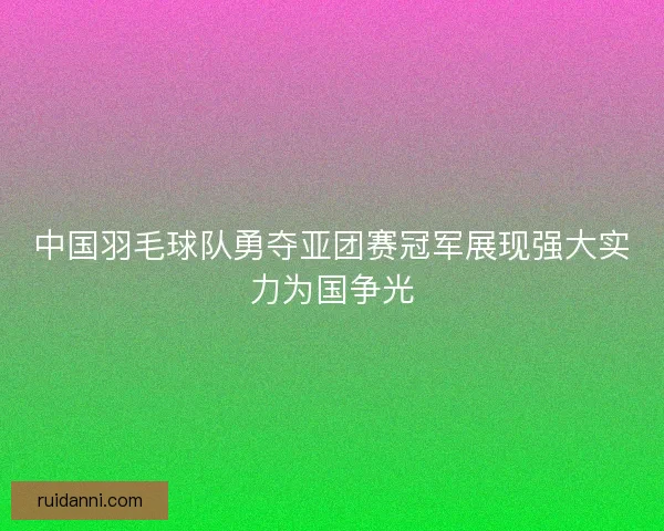 中国羽毛球队勇夺亚团赛冠军展现强大实力为国争光